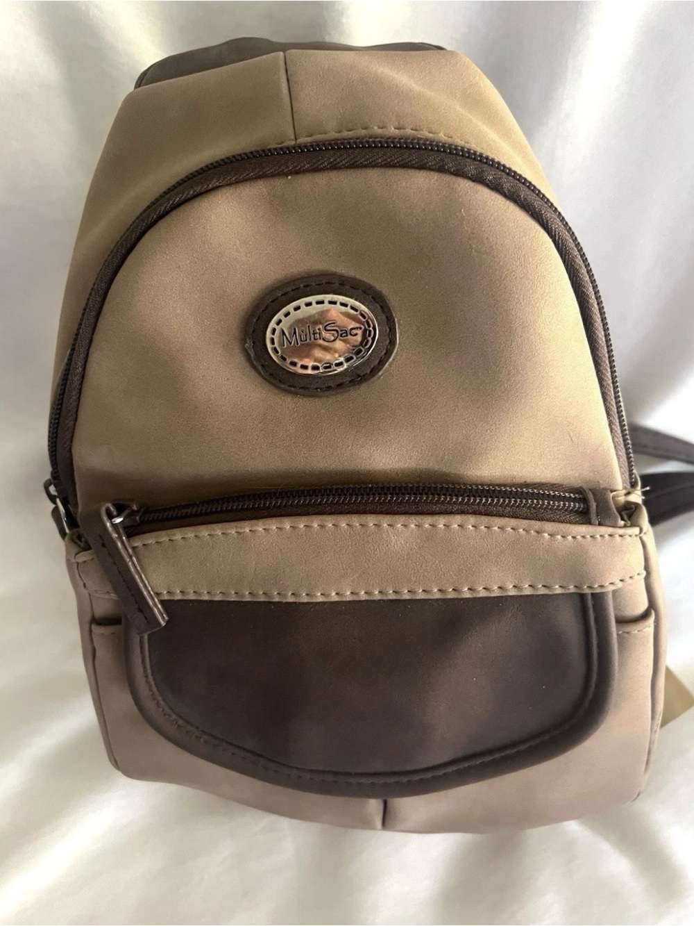 Multi Sac Handbags/Women's Two-Tone Tan Mini Backpack